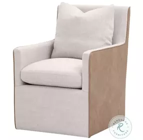 Harmony Bisque French Linen And Ivanhoe Toast Performance Fabric Arm Chair