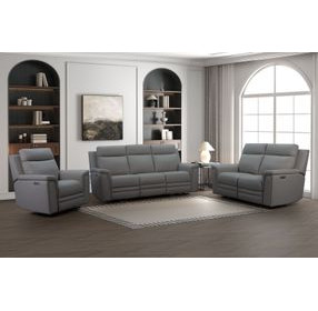 Harper Berlin Cement Leather Power Reclining Living Room Set