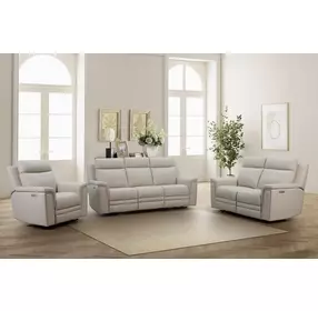 Harper Berlin Cream Leather Power Reclining Living Room Set with Power Lumbar and USB Charging