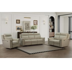 Harper Berlin Taupe Leather Power Reclining Living Room Set with Power Lumbar and USB Charging
