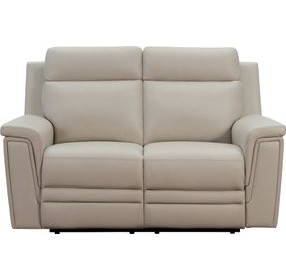 Harper Berlin Cream Leather 64" Power Reclining Loveseat with Power Lumbar and USB Charging