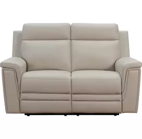 Harper Berlin Cream Leather 64" Power Reclining Loveseat with Power Lumbar and USB Charging