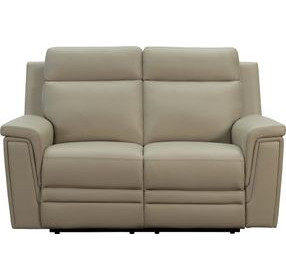 Harper Berlin Taupe Leather 64" Power Reclining Loveseat with Power Lumbar and USB Charging