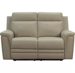 Harper Berlin Taupe Leather 64" Power Reclining Loveseat with Power Lumbar and USB Charging