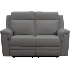 Harper Berlin Cement Leather 64" Power Reclining Loveseat with Power Lumbar and USB Charging