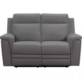 Harper Berlin Cement Leather 64" Power Reclining Loveseat with Power Lumbar and USB Charging