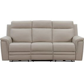 Harper Berlin Cream Leather 85" Power Reclining Sofa with Power Lumbar and USB Charging