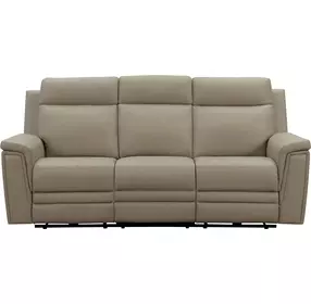 Harper Berlin Taupe Leather 85" Power Reclining Sofa with Power Lumbar and USB Charging