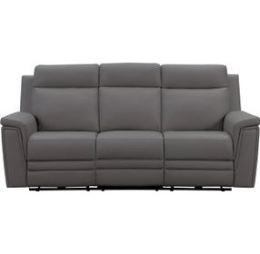 Harper Berlin Cement Leather 85" Power Reclining Sofa with Power Lumbar and USB Charging