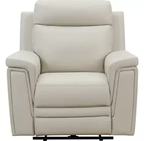 Harper Berlin Cream Leather Power Recliner with Power Lumbar and USB Charging
