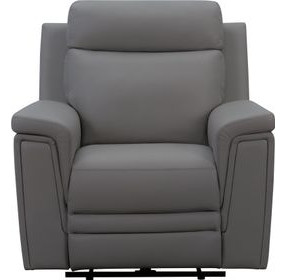 Harper Berlin Cement Leather Power Recliner with Power Lumbar and USB Charging