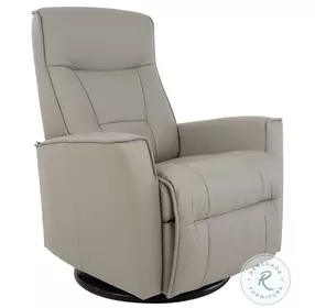 Harstad Fog Leather Swivel Glider Small Power Recliner