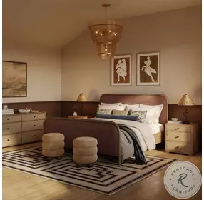 Hatia Sienna Red Basketweave Panel Bedroom Set