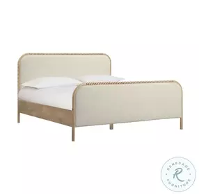 Hatia Natural Beige Basketweave King Panel Bed 