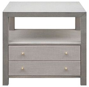 Hattie Grey Grasscloth Drawer Side Table