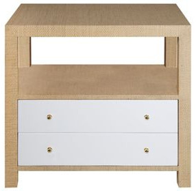 Hattie Matte White Lacquer Rectangular 2 Drawer Side Table