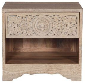 Haveli Whitewash 1 Drawer Nightstand