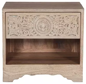 Haveli Whitewash 1 Drawer Nightstand