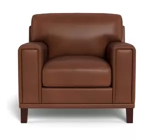 Halwyn Pecan Leather Upholstered Accent Chair