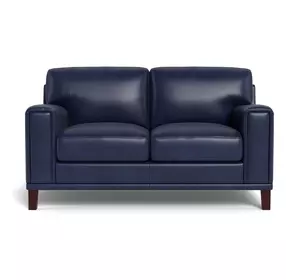 Halwyn Navy Leather 65" Loveseat