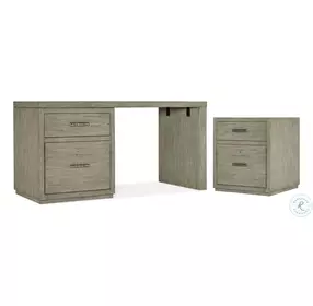 Blue Ridge Soft Smoked Gray 60" Home Office Set with One File Cabinet