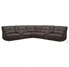 Victor Chocolate Performance Fabric 7 Piece Modular Power Reclining Sectional