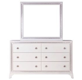 Cassie White 6 Drawer Dresser and Rectangular Mirror