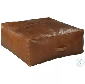 Hidden Treasures Brown Leather Bazaar Large Square Pouf