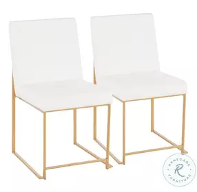 Fuji White High Back Velvet And Gold Metal Dining Chair Set Of 2