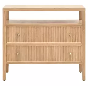 Highland Natural Oak Open Shelf 2 Drawer Nightstand