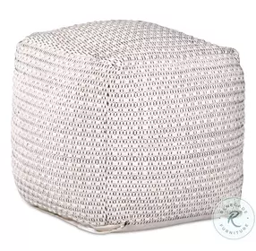 Hakim Ivory Handwoven Mesh Pattern Pouf