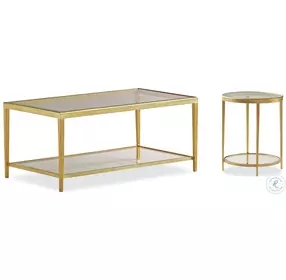 Jinx Glass And Brass Rectangle Occasional Table Set