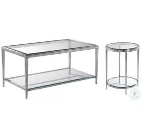 Jinx Glass And Nickel Rectangle Occasional Table Set
