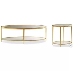 Jinx Glass And Brass Oval Occasional Table Set