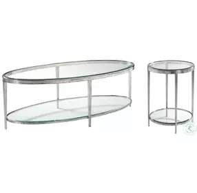Jinx Glass And Nickel Oval Occasional Table Set