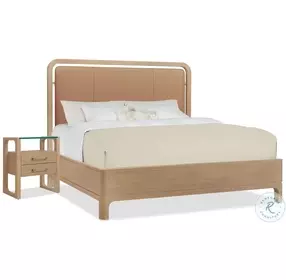 Banyon Bay Toast Top Grain Leather Panel Bedroom Set