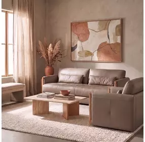 Horizon Miami Truffle Leather Living Room Set