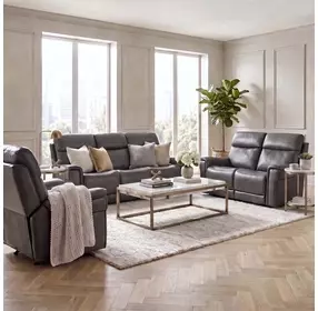 Celeste Sahara Dorian Gray Leather Zero Gravity Power Reclining Living Room Set With Power Headrest