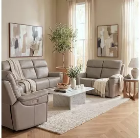 Celeste Sahara Ash Leather Zero Gravity Power Reclining Living Room Set With Power Headrest