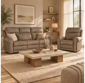 Duncan Light Brown Power Reclining Living Room Set with Power Headrest And Lumbar