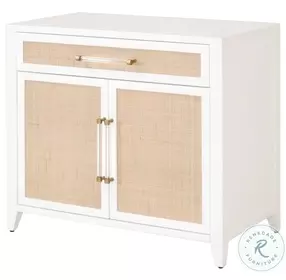 Holland Matte White And Natural Rattan Media Chest