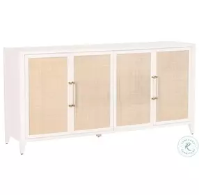 Holland Matte White And Natural Rattan Media Sideboard