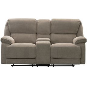 Hooper Alma Tan 78" Manual Reclining Loveseat with Console