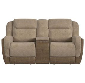 Viper Beige 75" Glider Reclining Loveseat with Console
