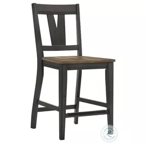 Harper Brushed Brown and Pecan Splat Back Bar Stool Set of 2
