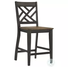 Harper Brushed Brown and Pecan Lattice Back Bar Stool Set of 2