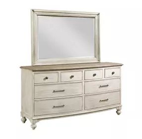 Litchfield Sunwashed and Brown 8 Drawer Weymouth Dresser with Rectangular Mirror