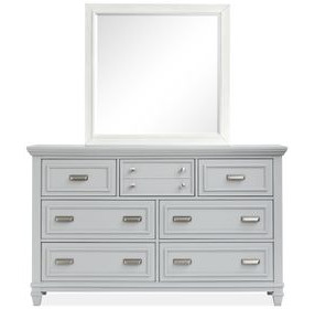 Harborwick Harbor Gray and White Dove 7 Drawer Dresser with Rectangular Mirror