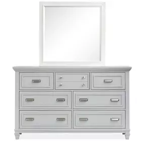 Charleston Harbor Gray and White Dove 7 Drawer Dresser with Rectangular Mirror