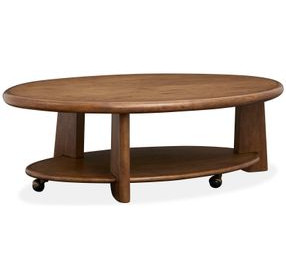 Hide and Grain Tawny Brown Oval Cocktail Table
